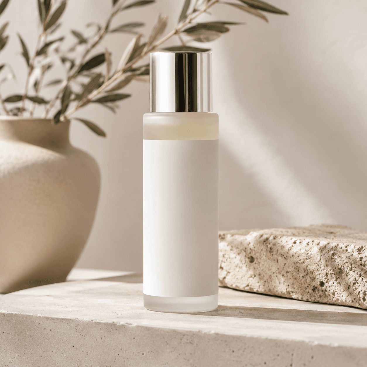 Minimal skincare bottle prompt example