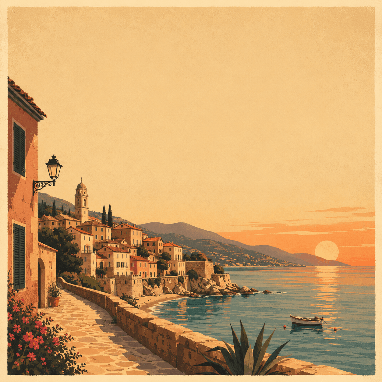 Vintage travel poster prompt example