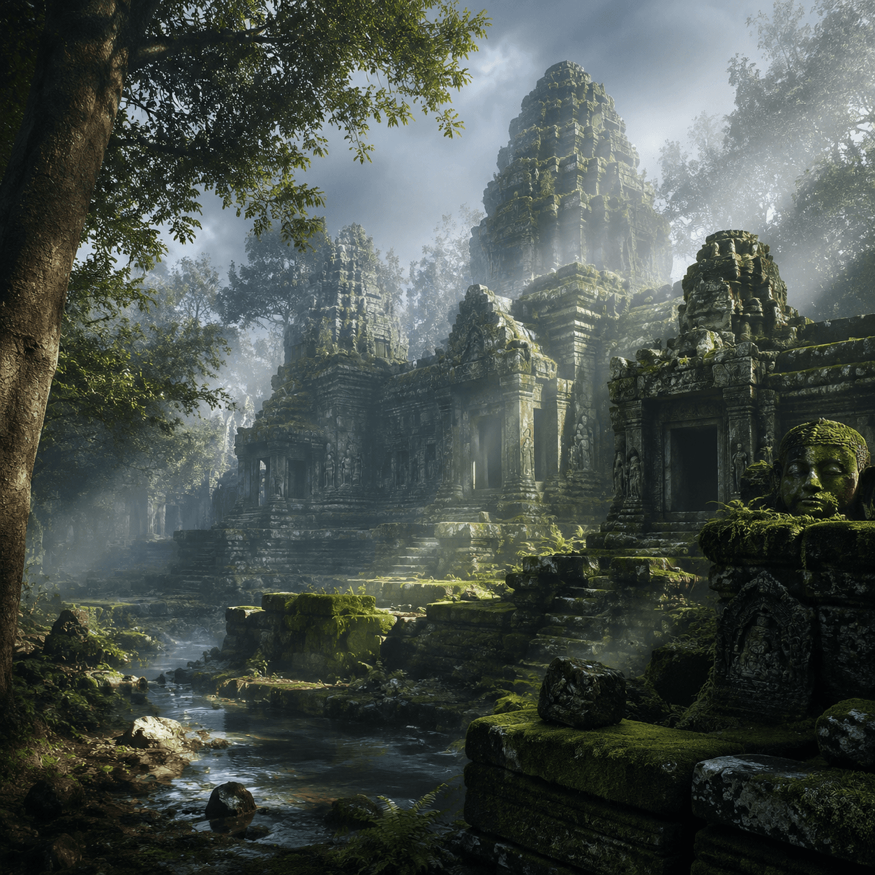 Fantasy temple ruins prompt example