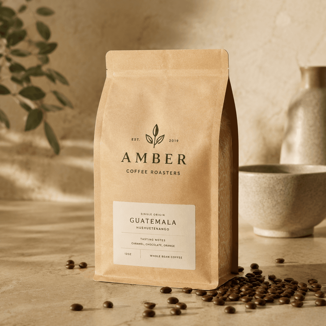 Premium coffee packaging prompt example